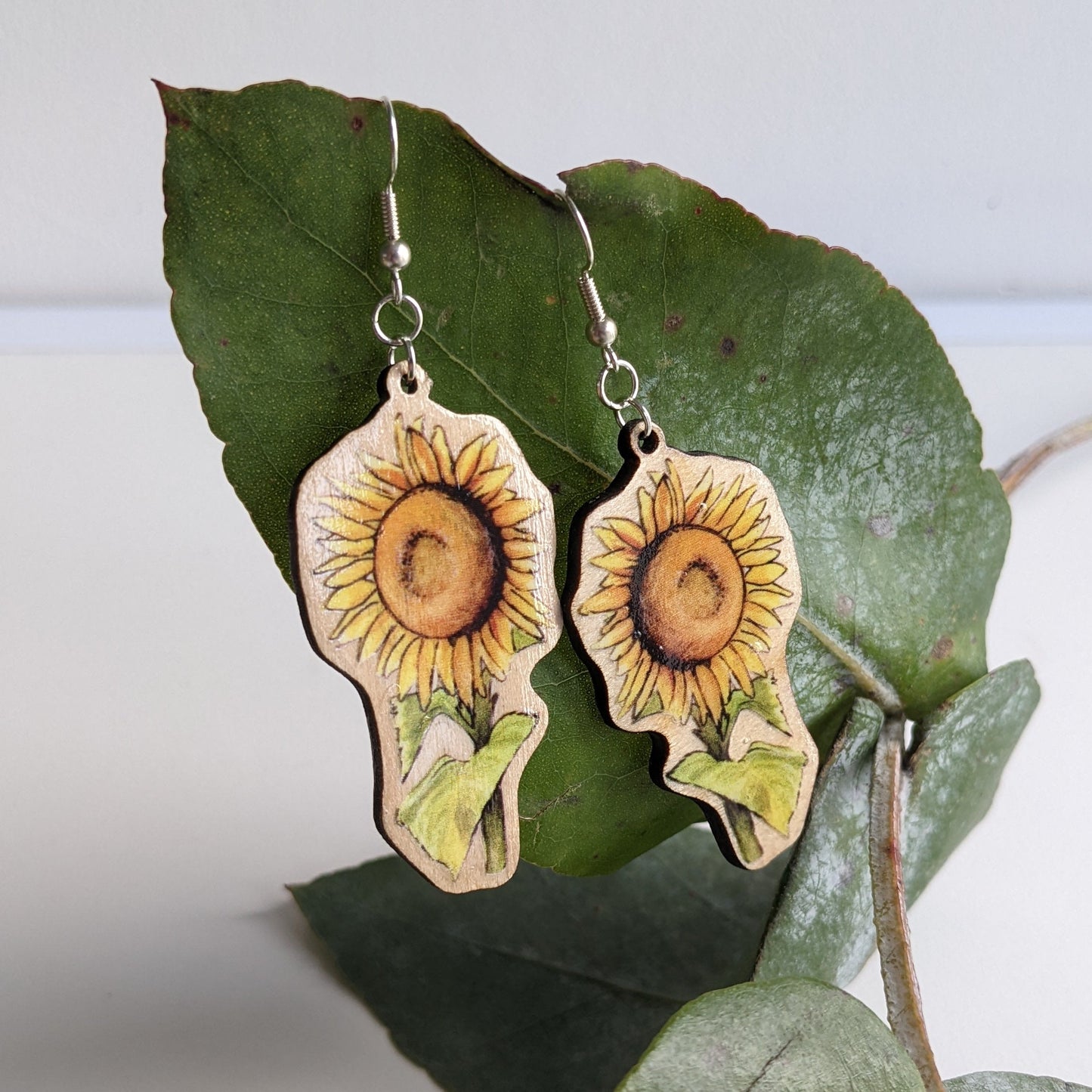 "Solidarity" Sunflower Silver Plated Laser Cut Earrings