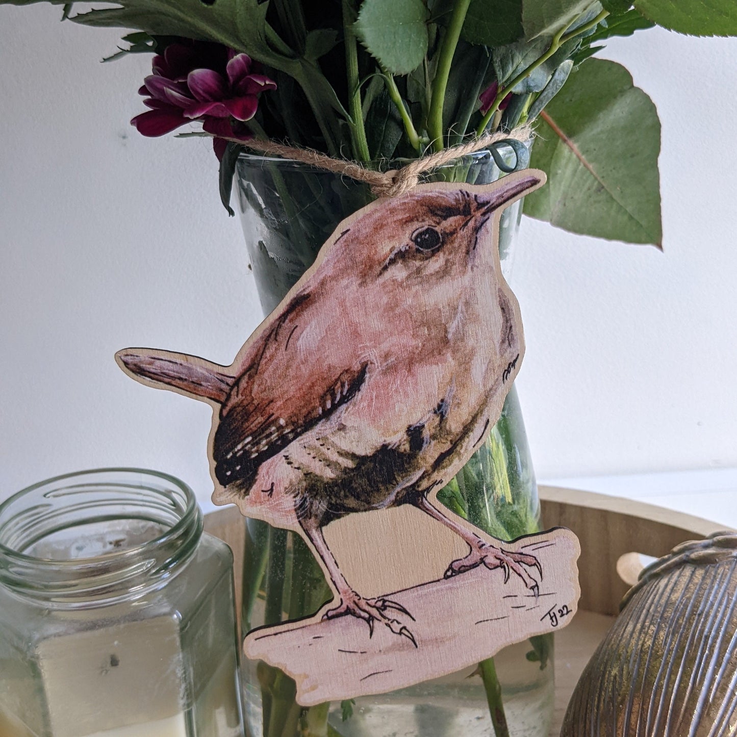 "Jenny Wren" Wren Hanging Decoration, Plant Buddy, Twig Tree Decoration