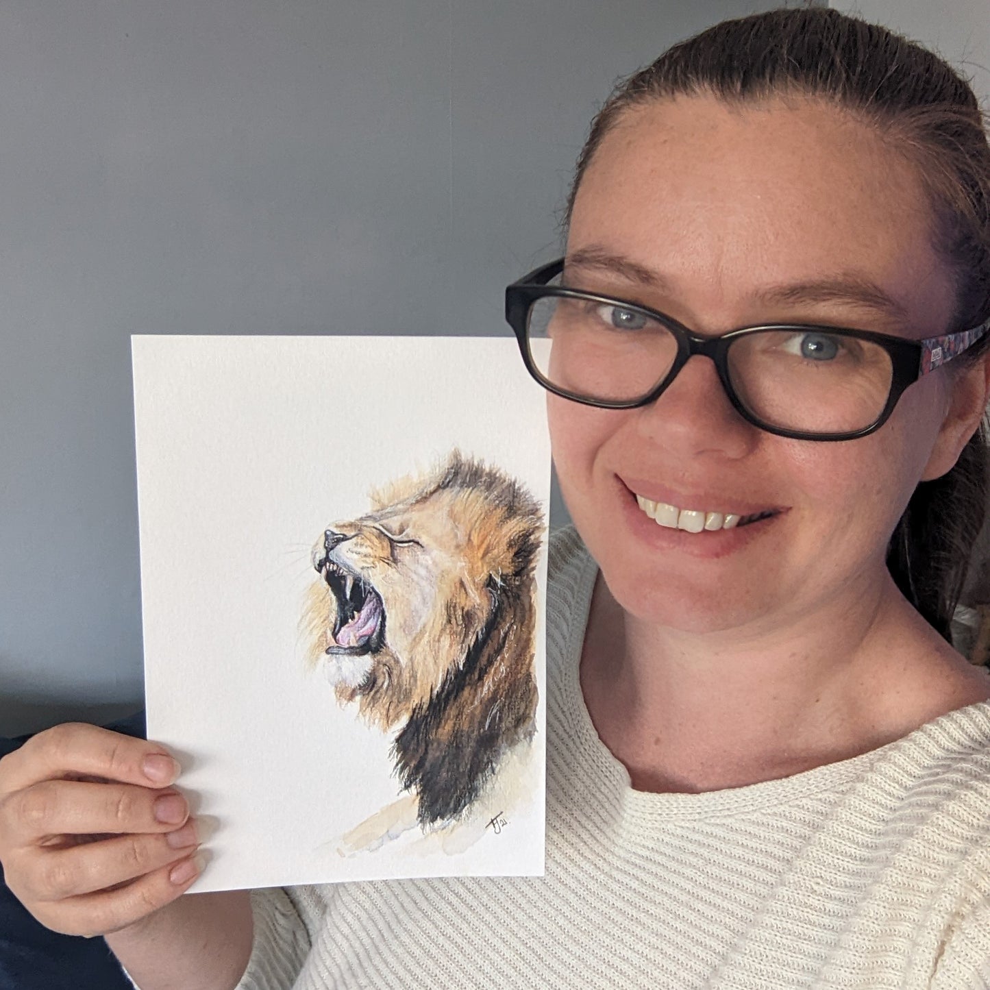 Original Watercolour of a Lion "Roarsome" A5