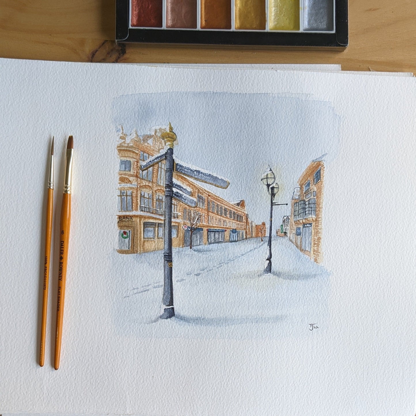 "Seasons Greetings from Stafford" Square Watercolour Print