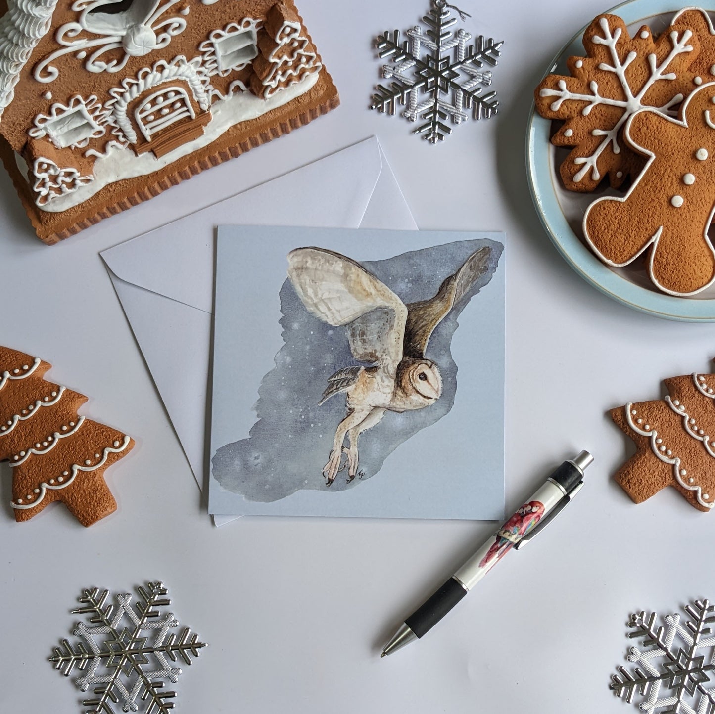 "Silent Night" Owl Blank Greetings Card