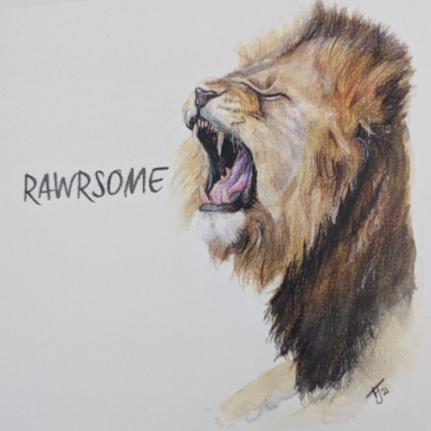 "Rawrsome" Lion Blank Greetings Card