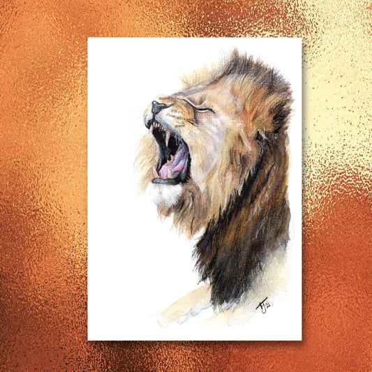 "Roarsome" lion Watercolour Print