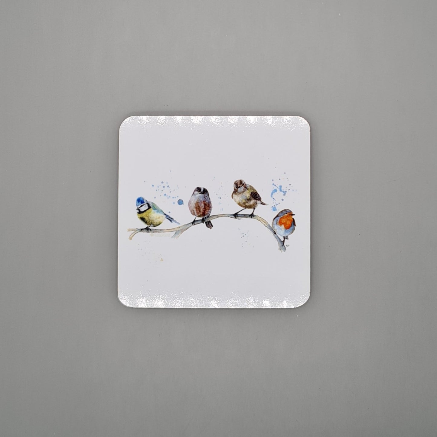 Beautiful British Birds Art Hardwood Coaster featuring Garden Party Print.