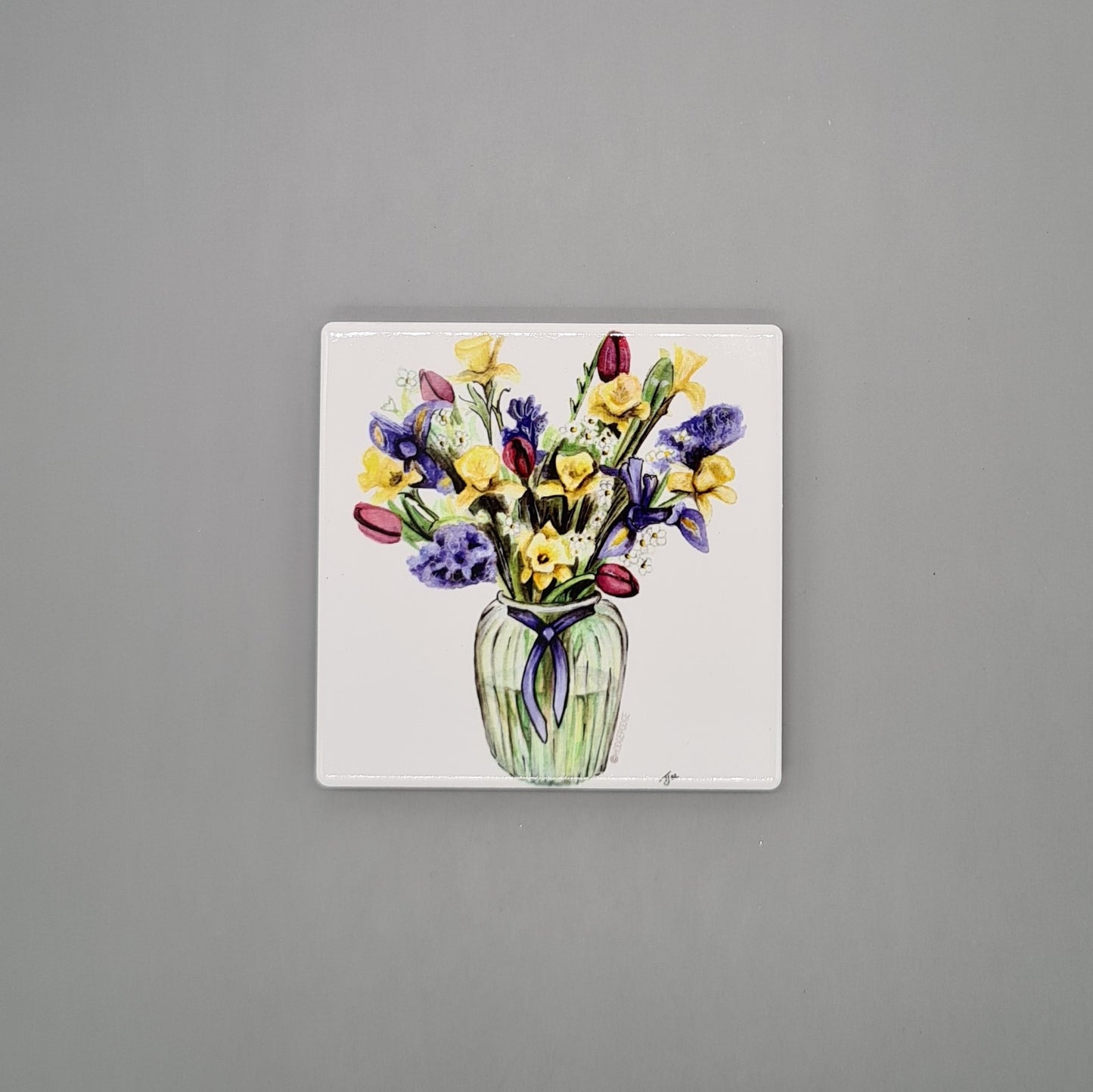 Beautiful Flowers Art Ceramic Coaster featuring 'A Bunch of Spring' Print