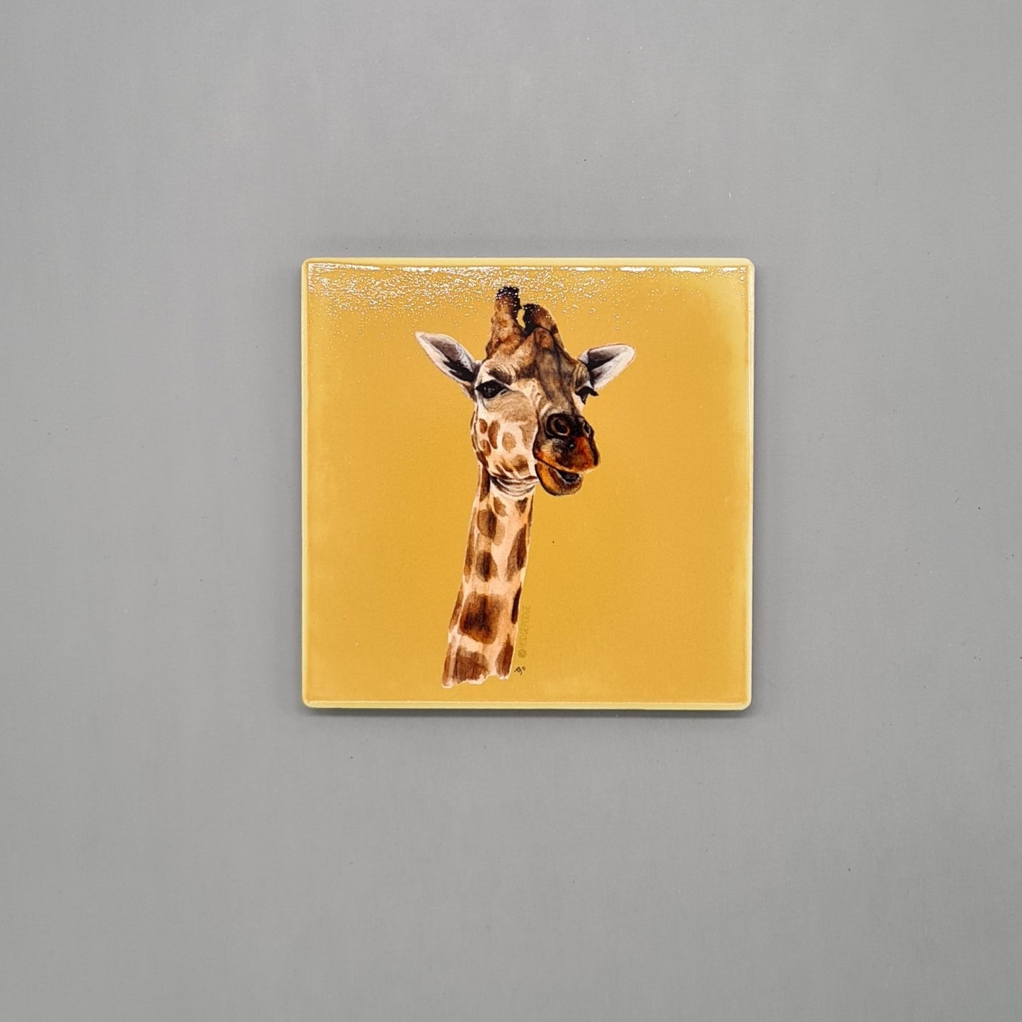 Beautiful Giraffe Art Ceramic Coaster featuring 'Stand Tall' Print