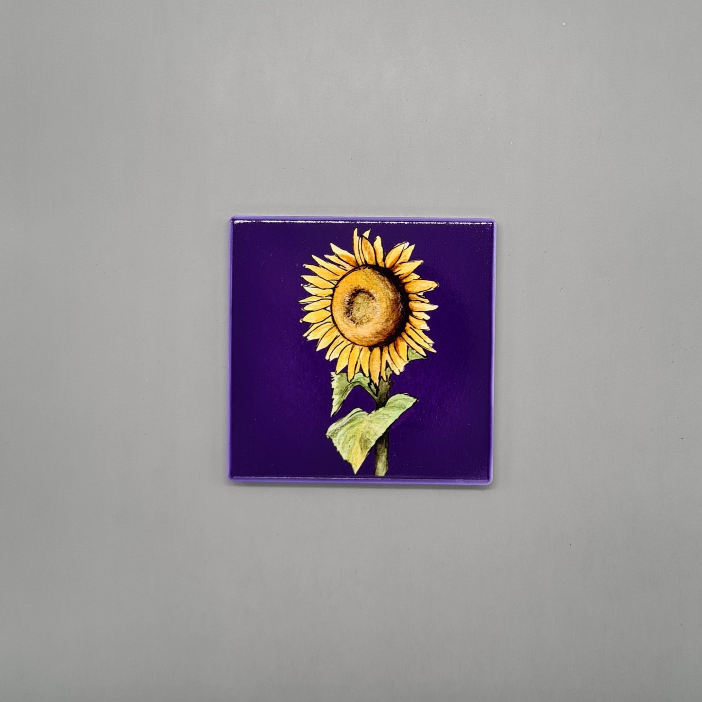 Beautiful Sunflower Art Ceramic Coaster featuring 'Solidarity' Print