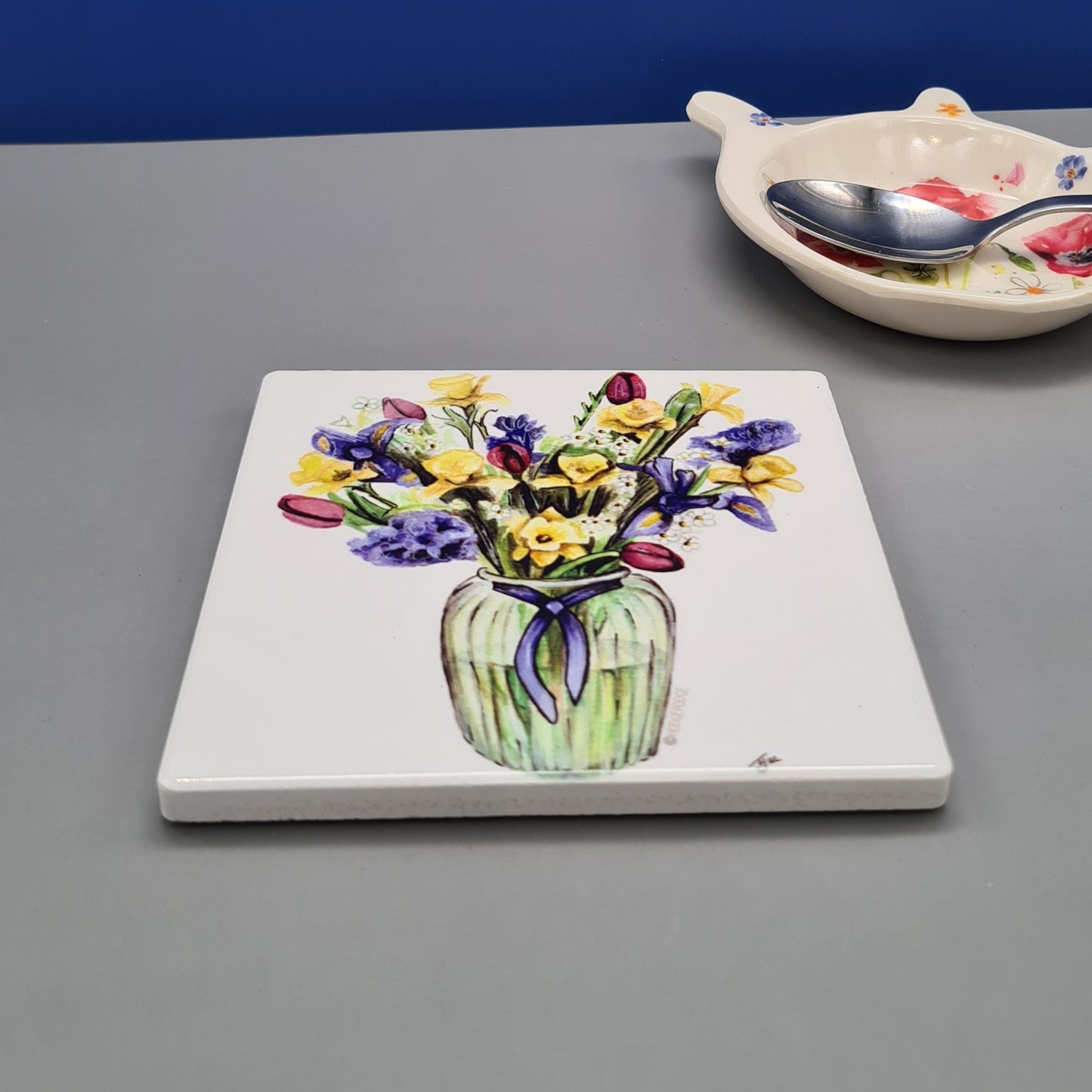 Beautiful Flowers Art Ceramic Coaster featuring 'A Bunch of Spring' Print