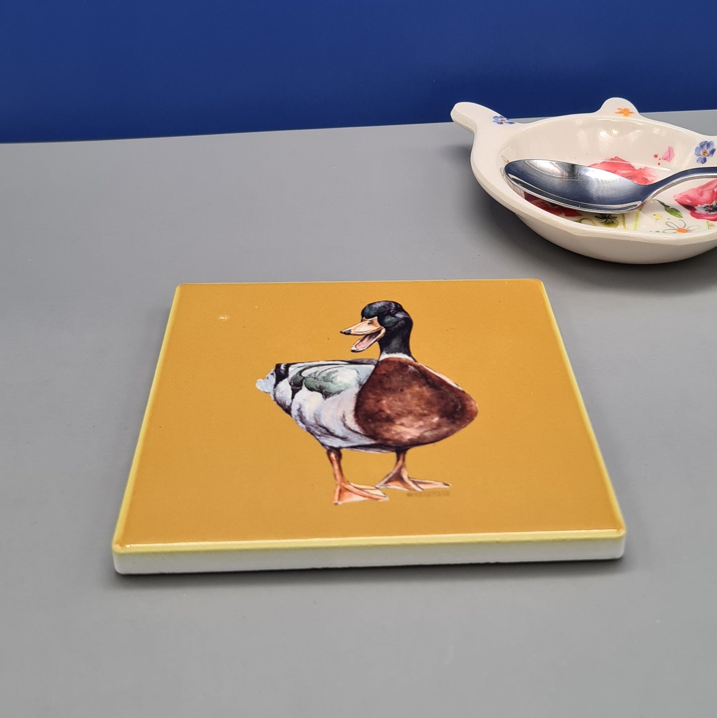 Beautiful Mallard Duck Art Ceramic Coaster featuring 'The Duke' Print