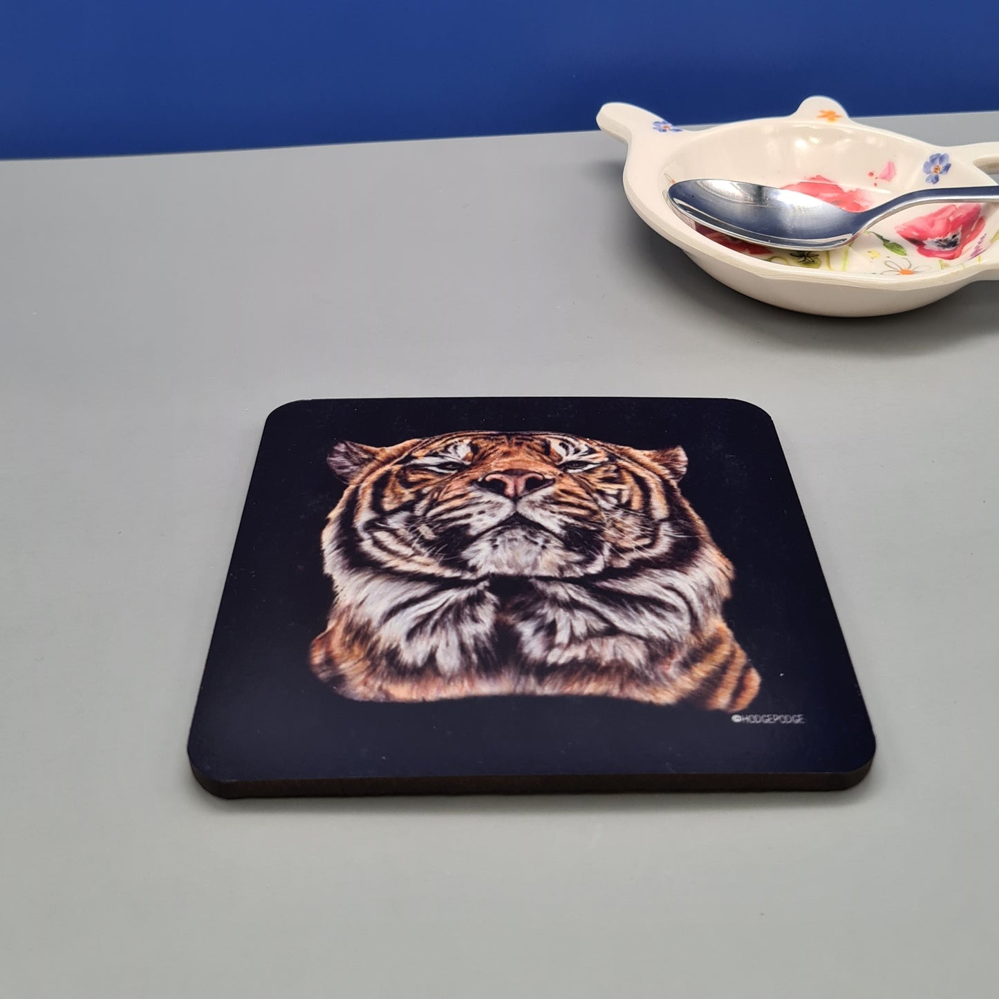 Beautiful Sumatran Tiger Art Hardwood Coaster featuring 'Joao' Print