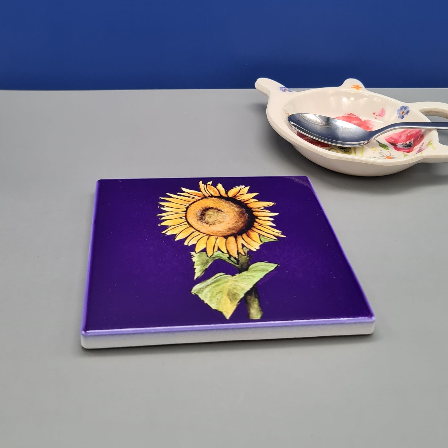 Beautiful Sunflower Art Ceramic Coaster featuring 'Solidarity' Print