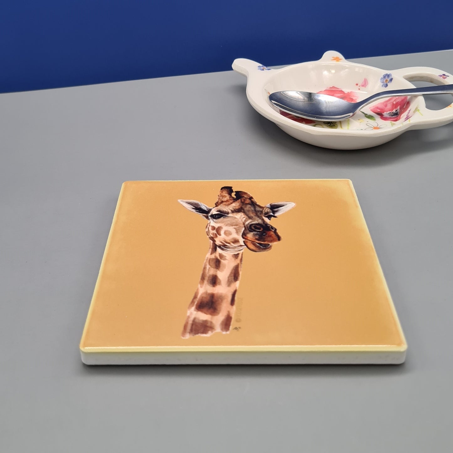 Beautiful Giraffe Art Ceramic Coaster featuring 'Stand Tall' Print