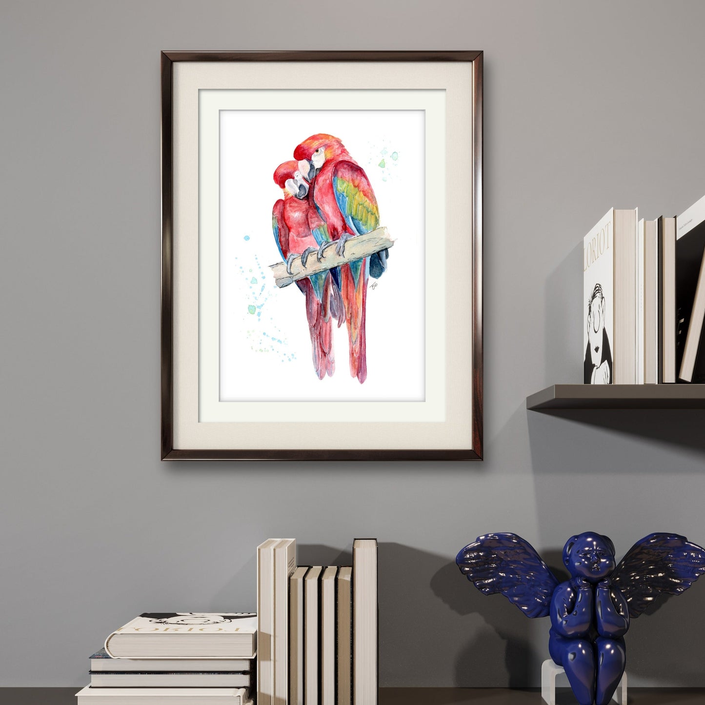 "Lovesick Parrots" Watercolour Print