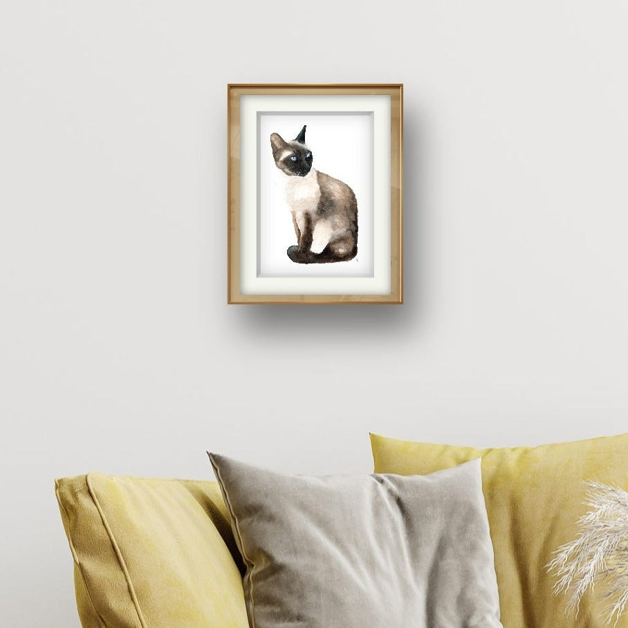 "If you please" Siamese Cat Watercolour Print