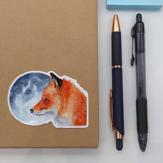 Fox & Moon Sticker from Original Watercolour "Luna"