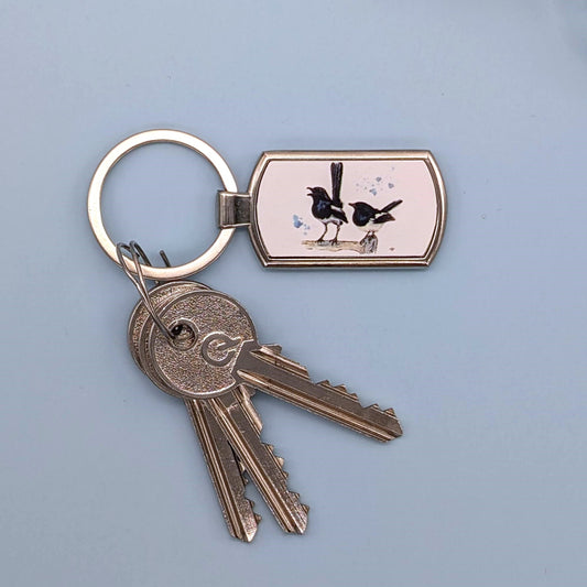 "Two for Joy" Magpies Keyring