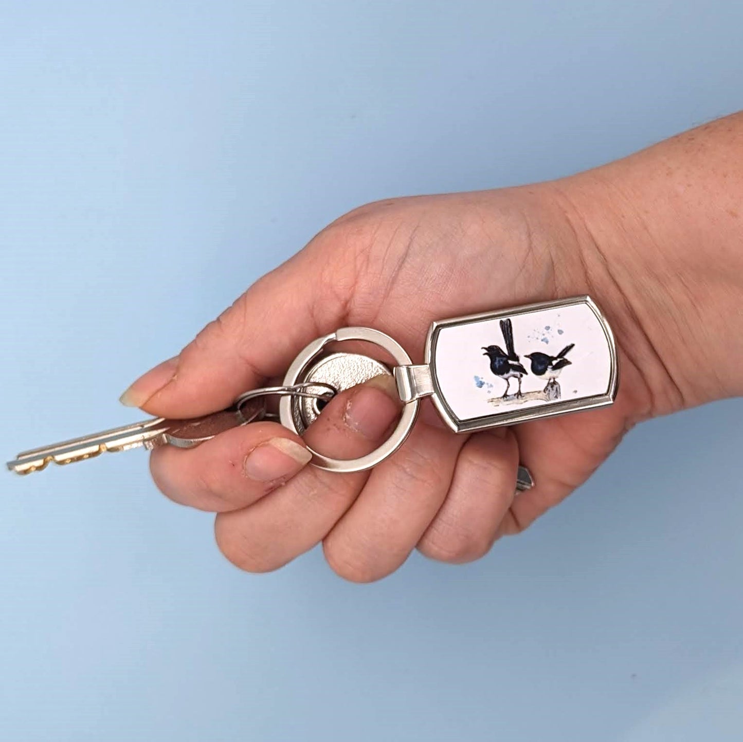 "Two for Joy" Magpies Keyring