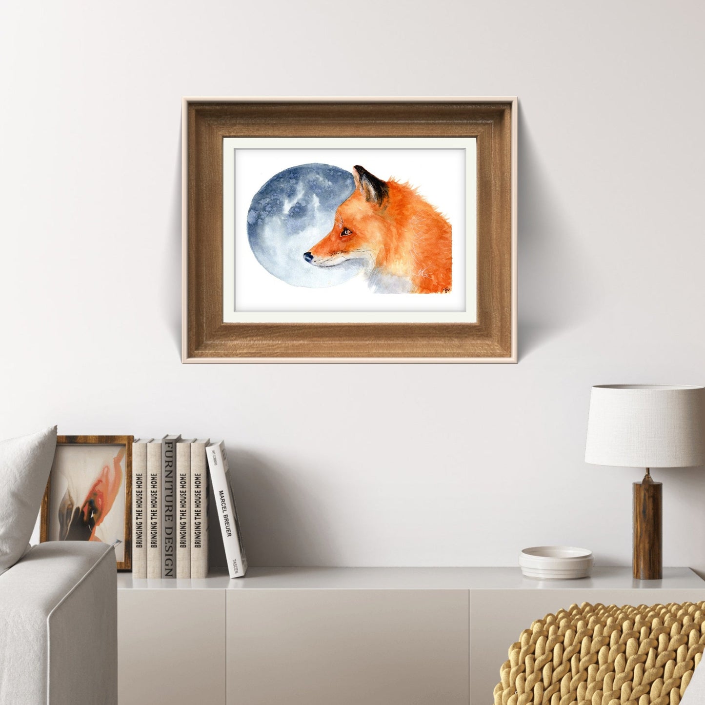 "Luna" Fox and Moon Watercolour Print