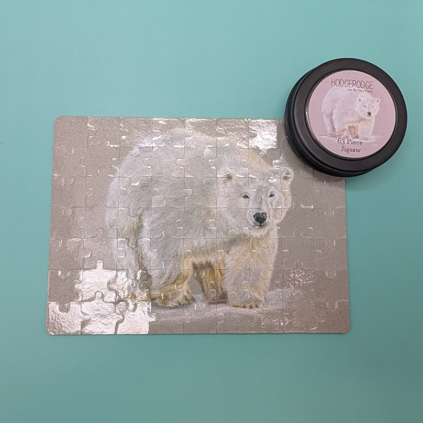 Polar bear Jigsaw Puzzle: 63 Piece jigsaw in a tin