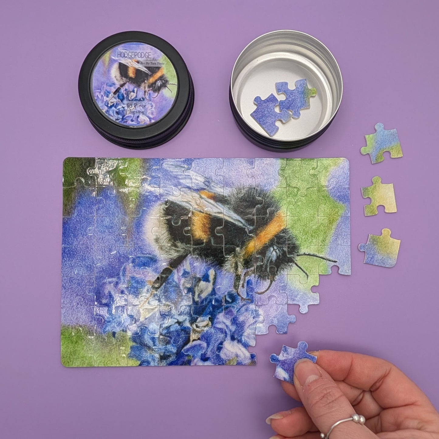 Lavender Bee Jigsaw Puzzle: 63 Piece Animal Lover Gift