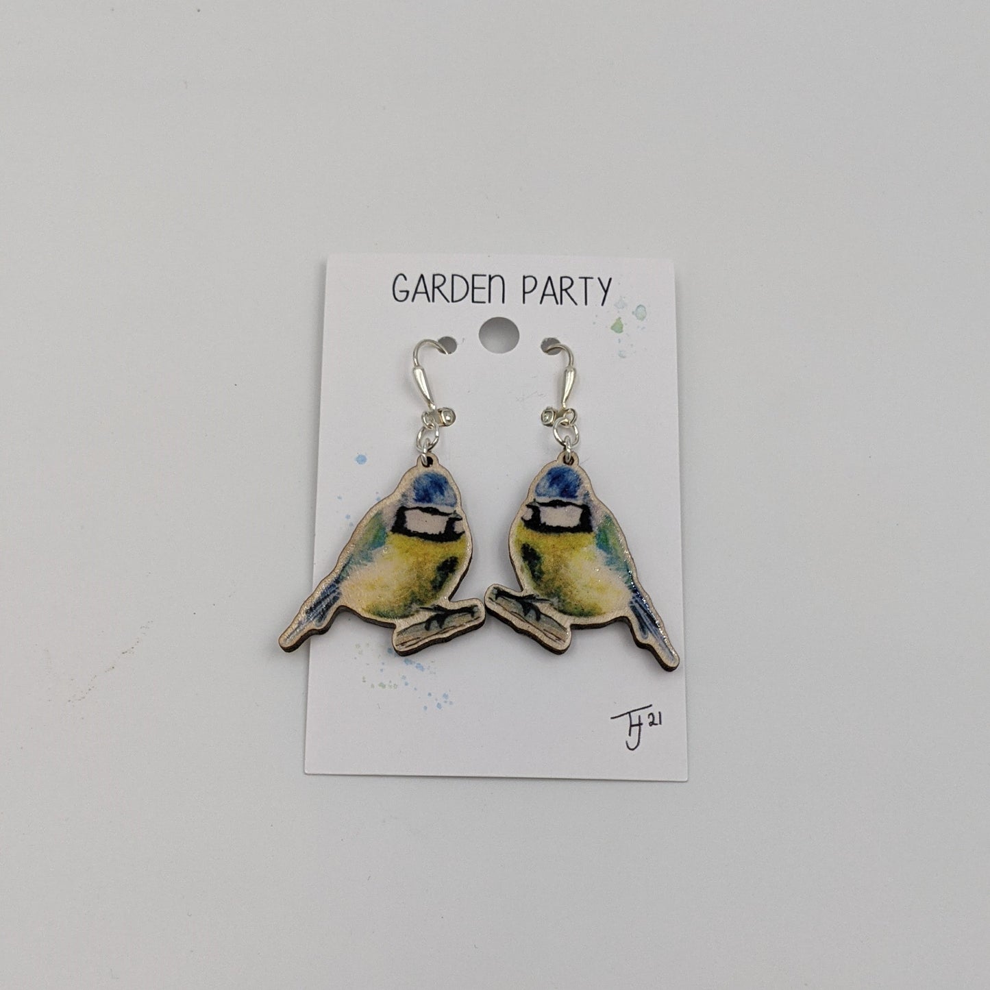 "Garden Party" Blue Tit Earrings
