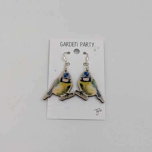 "Garden Party" Blue Tit Earrings