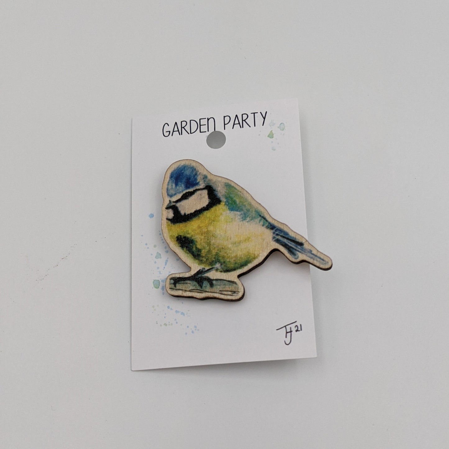 "Garden Party" Blue Tit Pin