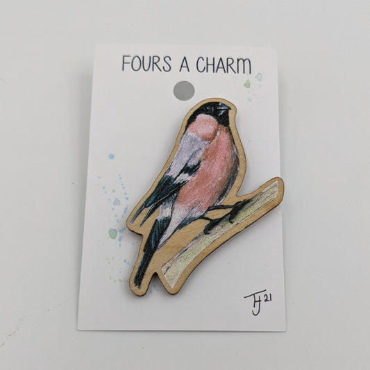 "Fours A Charm" Bullfinch Pin