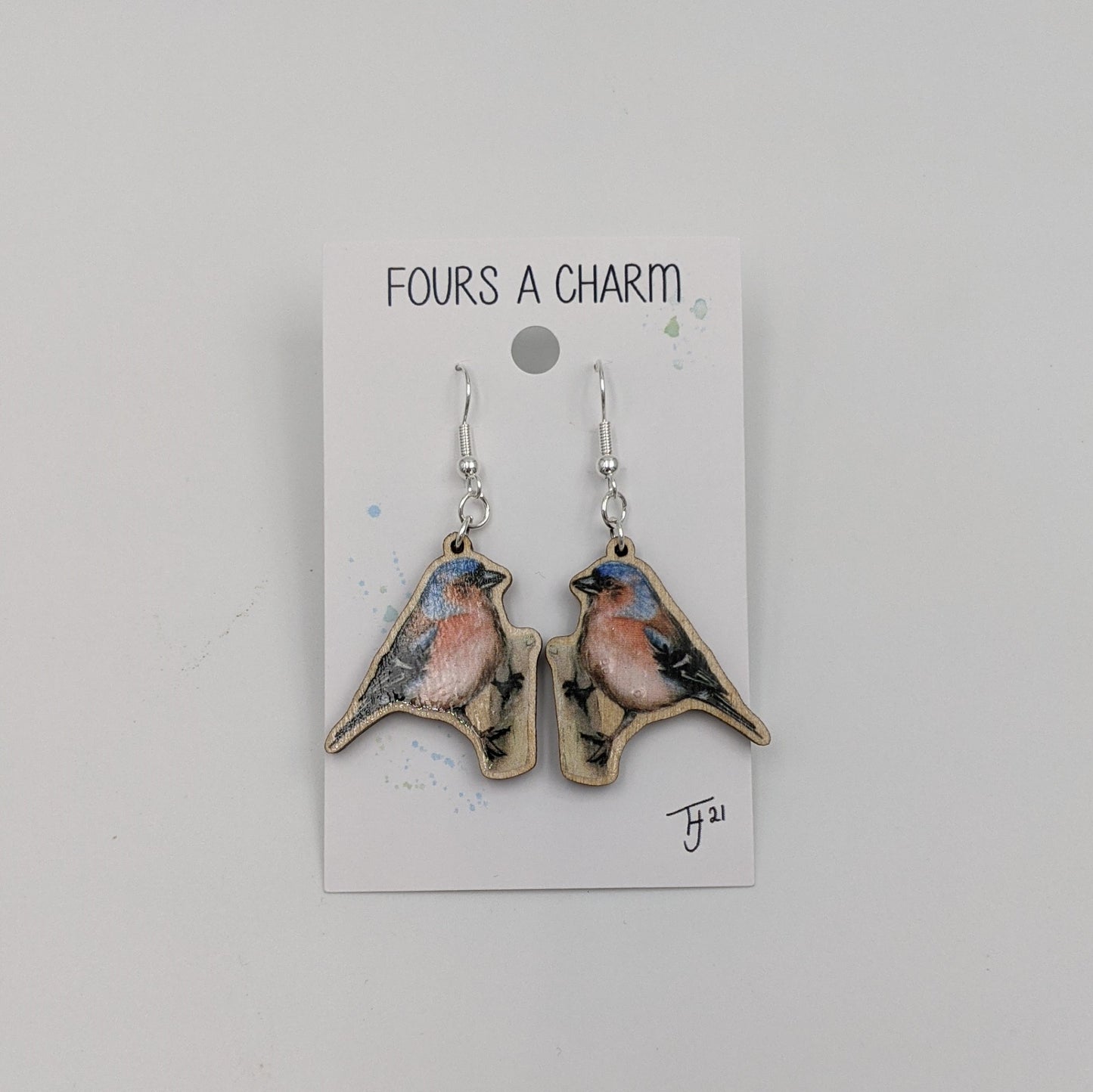 "Fours A Charm" Chaffinch Earrings