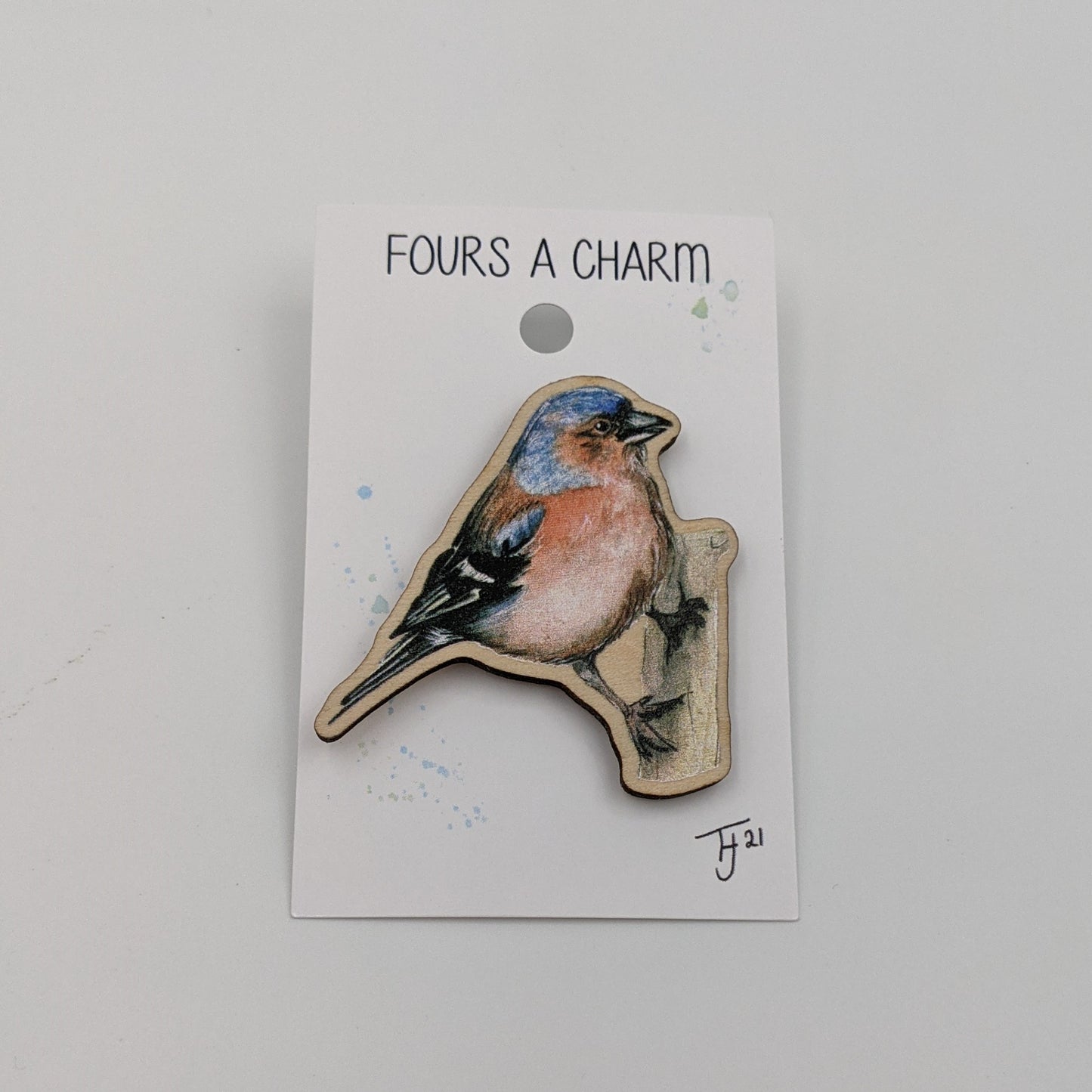 "Fours A Charm" Chaffinch Pin