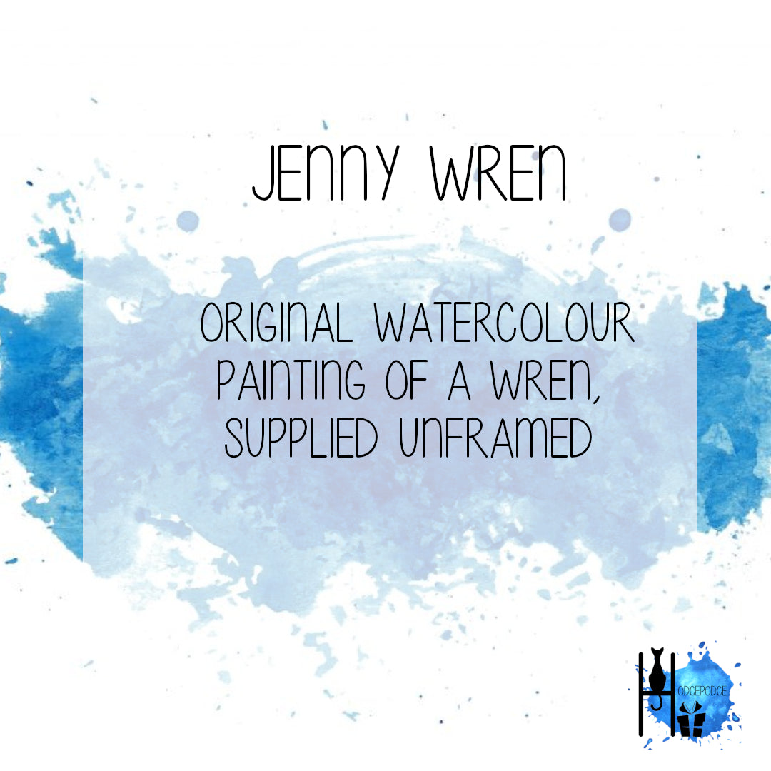 Original Watercolour of a Wren "Jenny Wren" A5