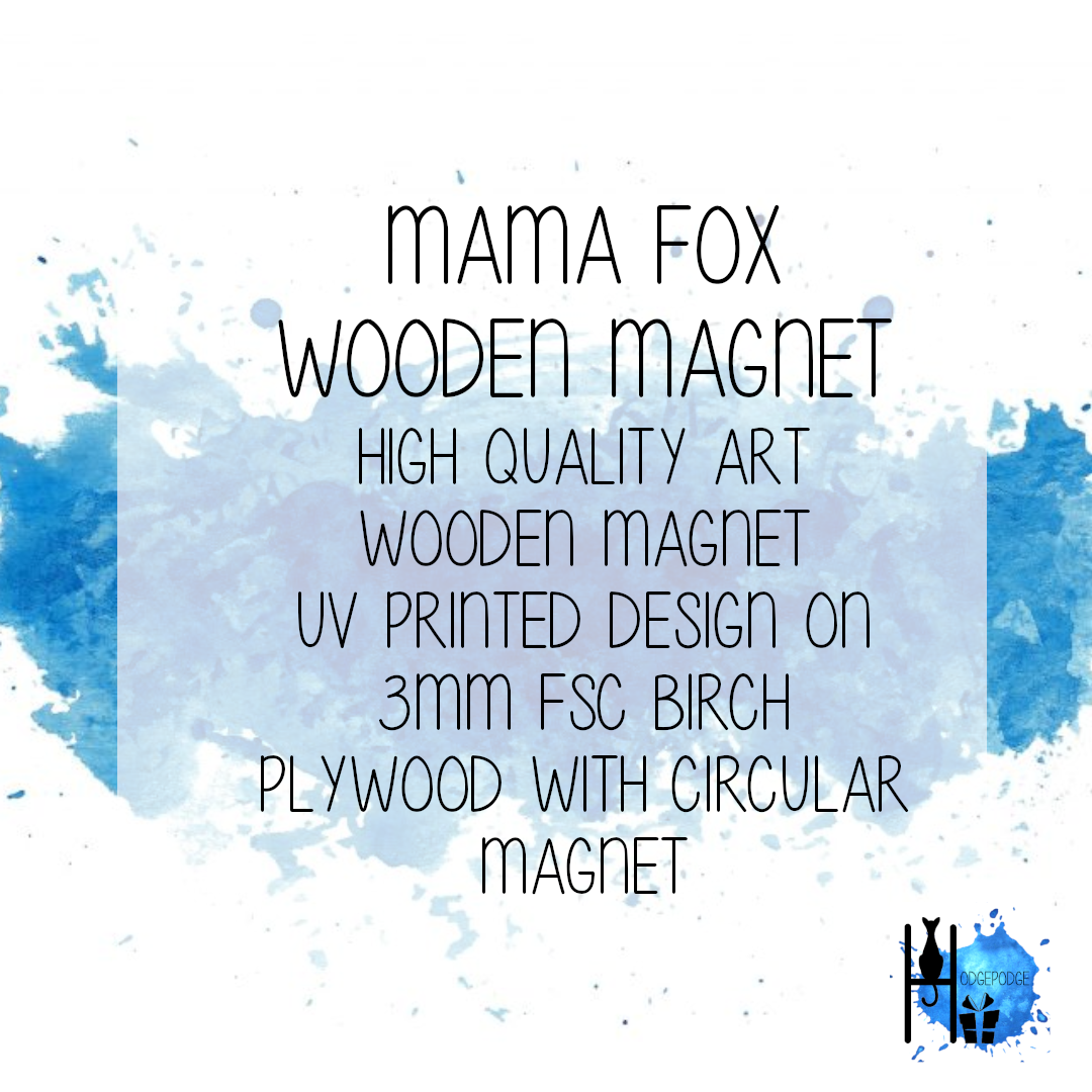 ''Mama Fox'' Wooden Fridge Magnet