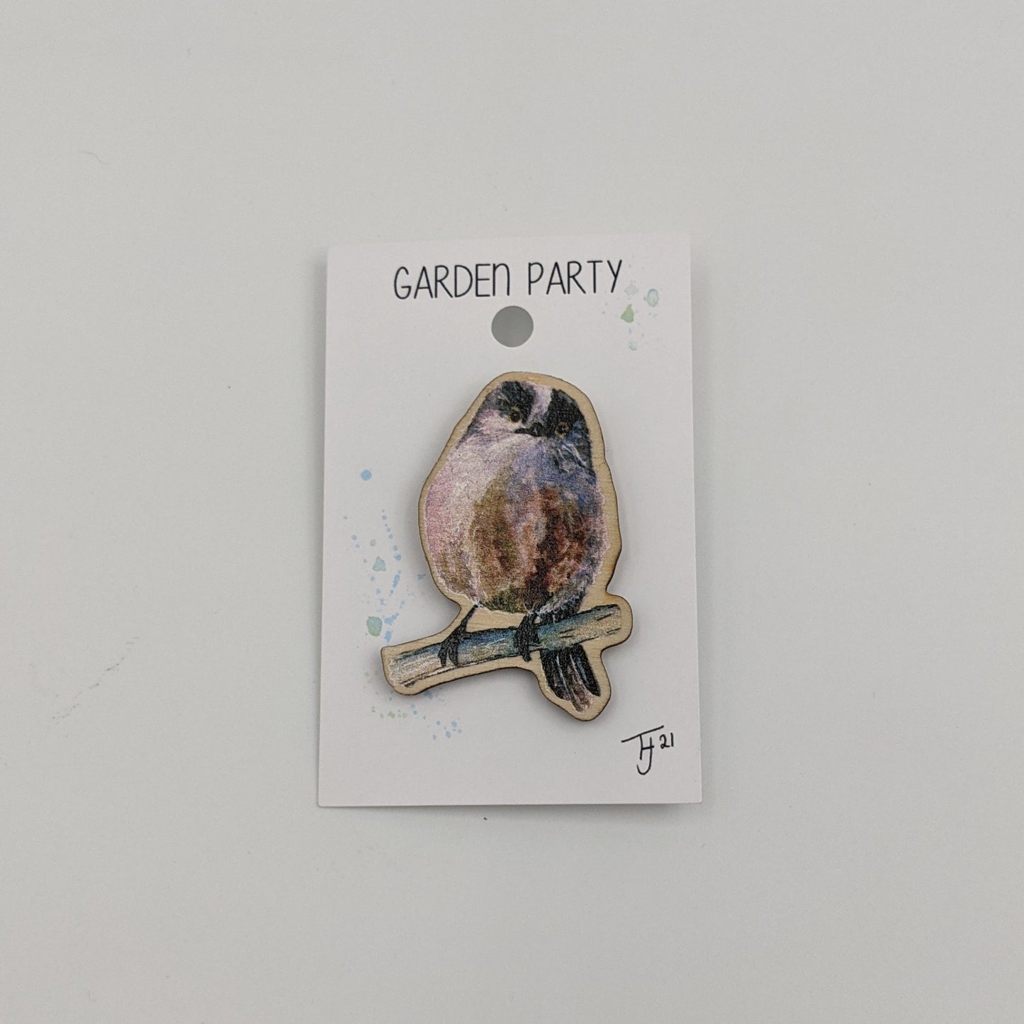 "Garden Party" Long Tailed Tit Pin