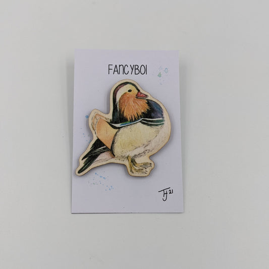 "Fancy Boi" Mandarin Duck Wooden Fridge Magnet