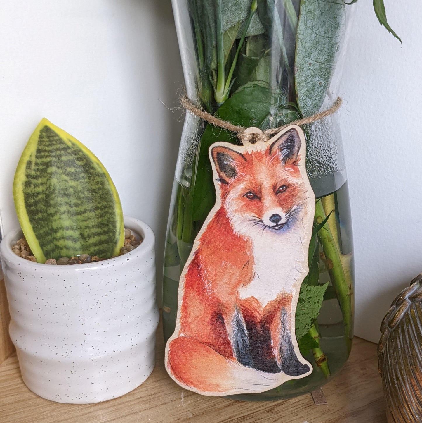 "Mama Fox" Hanging Decoration, Plant Buddy, Twig Tree Decoration