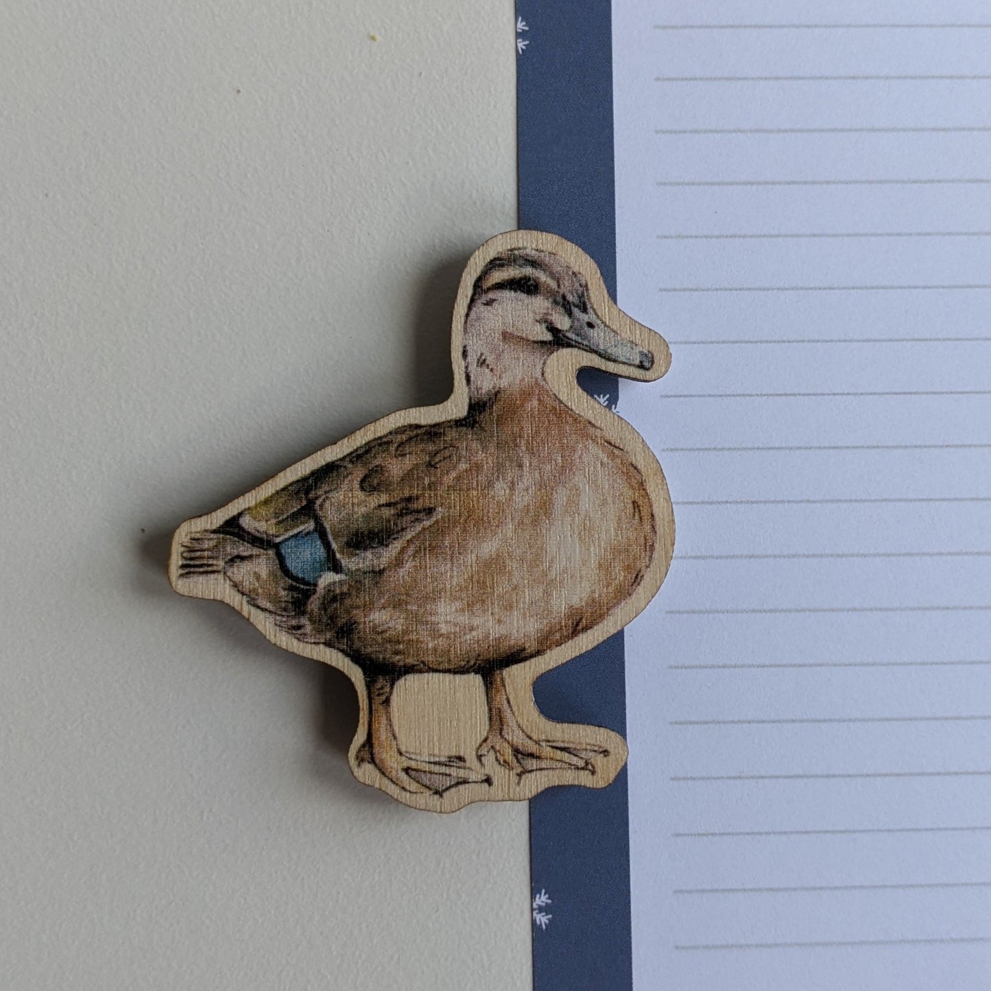 "Queenie" Female Mallard Duck Wooden Fridge Magnet