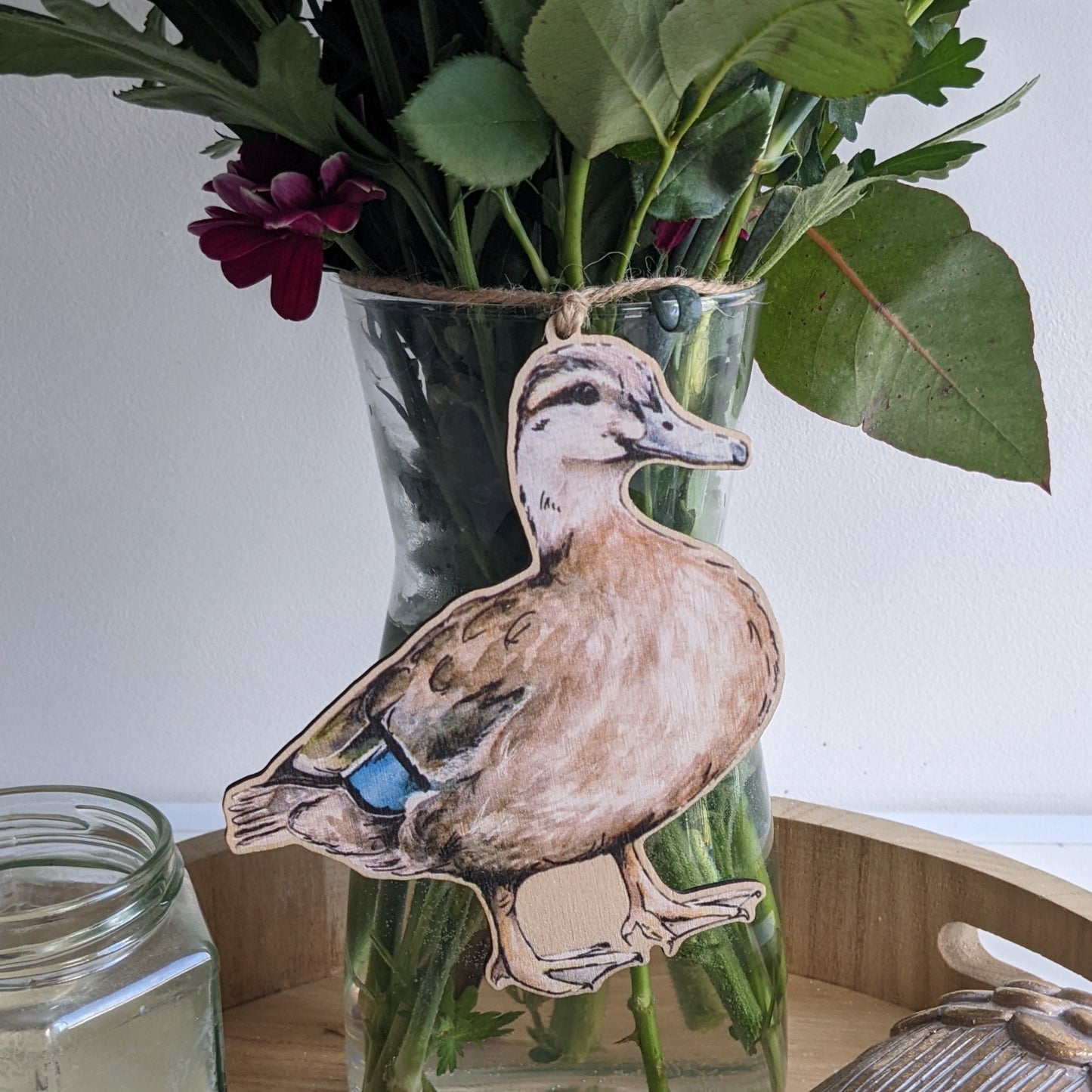 "Queenie" Female Mallard Duck Hanging Decoration, Plant Buddy, Twig Tree Decoration