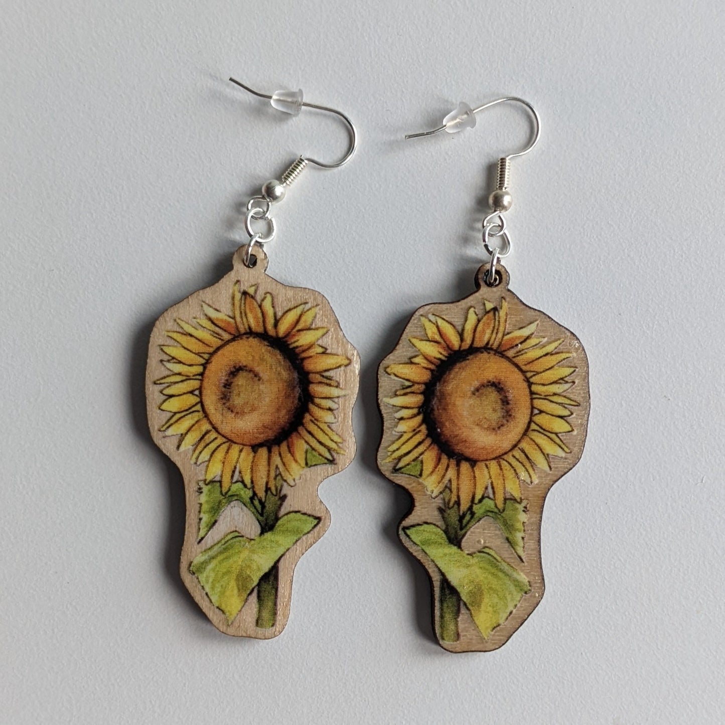 "Solidarity" Sunflower Silver Plated Laser Cut Earrings