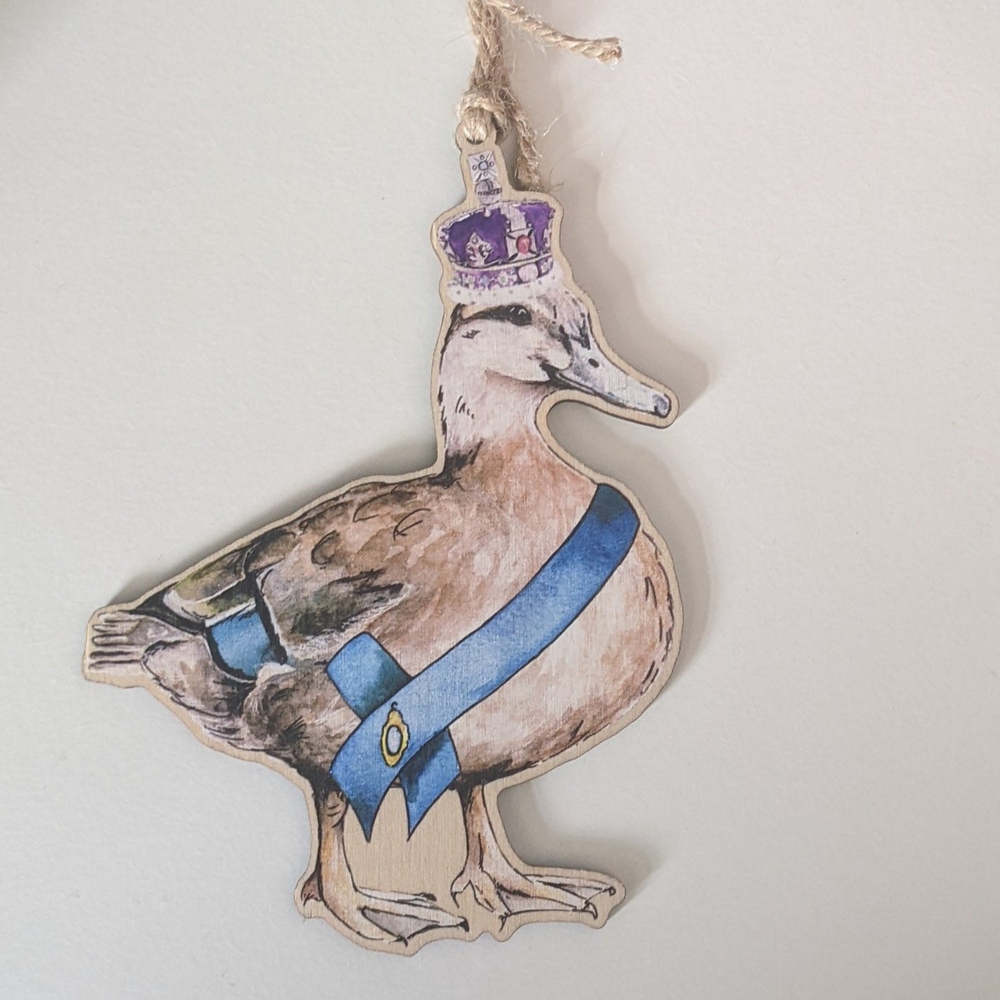 "Jubilee Queenie" Female Mallard Duck Hanging Decoration, Plant Buddy, Twig Tree Decoration