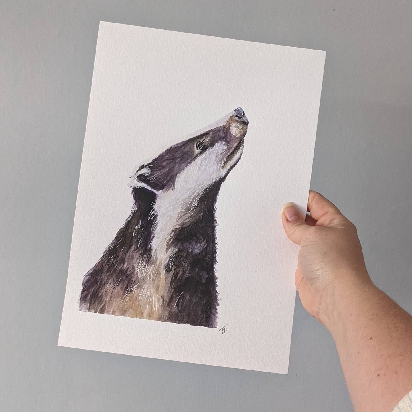 Original Watercolour of a badger "Mr Badger", A4