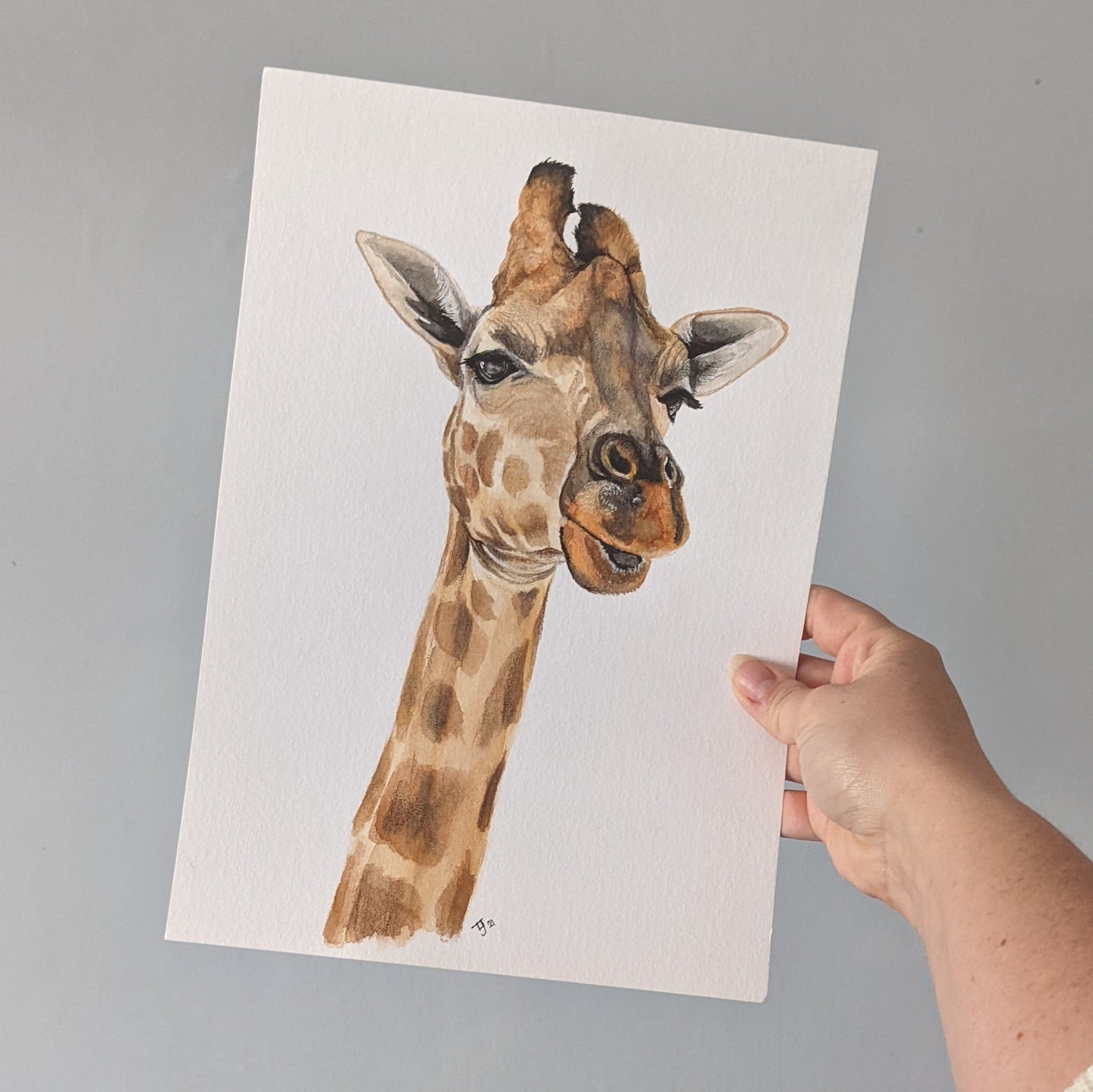 Original Watercolour of a giraffe "Stand Tall", A4