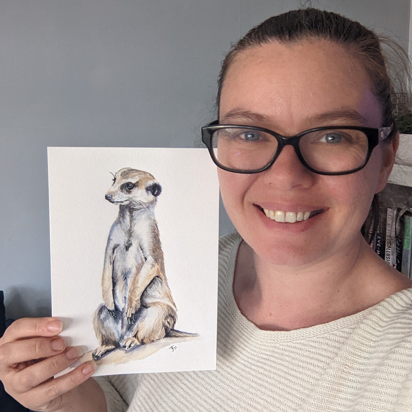 Original Watercolour of a Meerkat "Ubunifu" A5