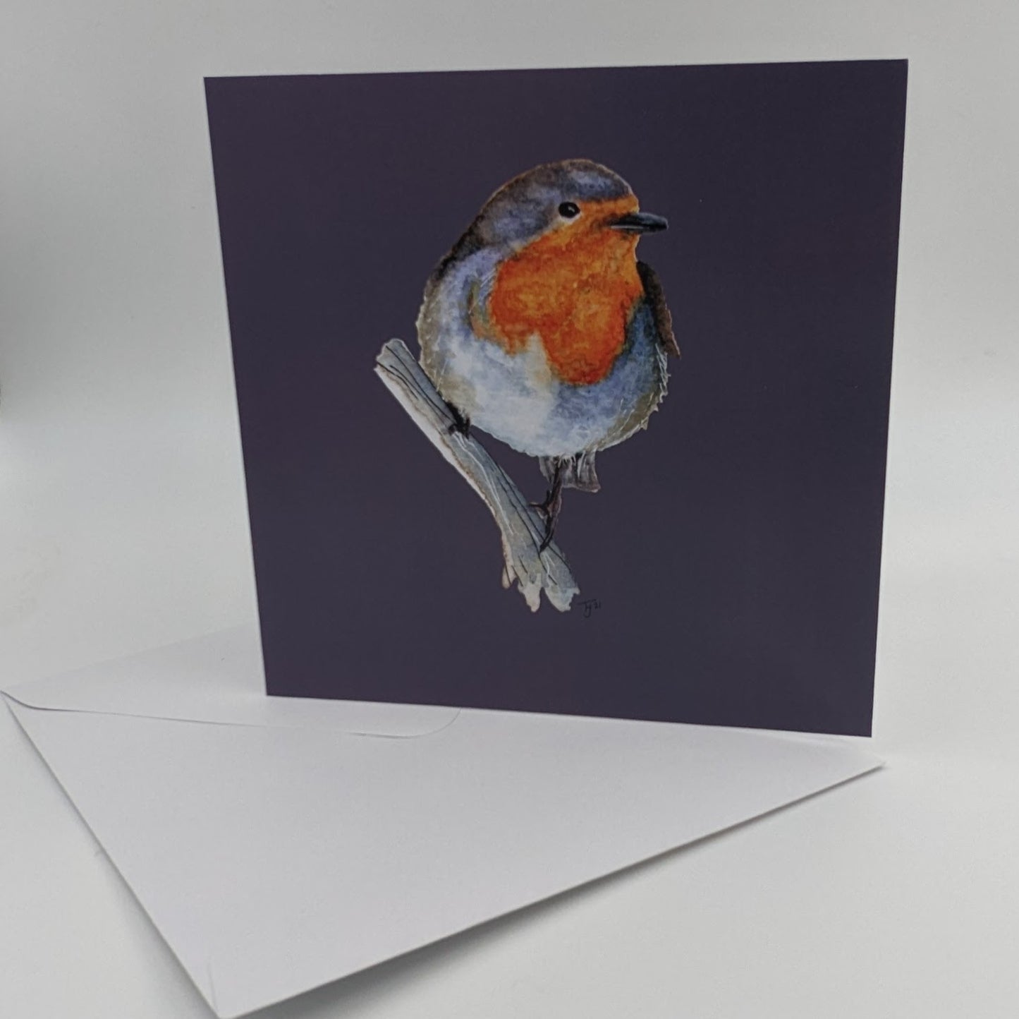 "Garden Party Robin" Blank Greetings Card