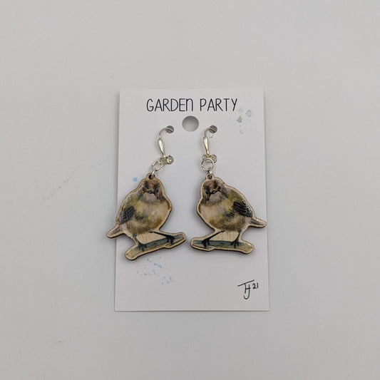 "Garden Party" House Sparrow Earrings