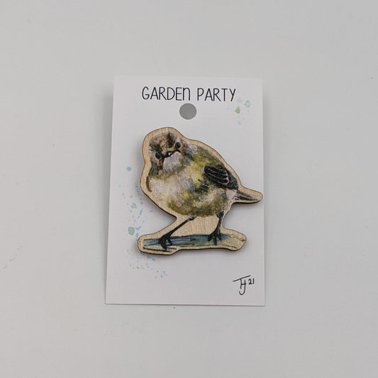 "Garden Party" House Sparrow Pin