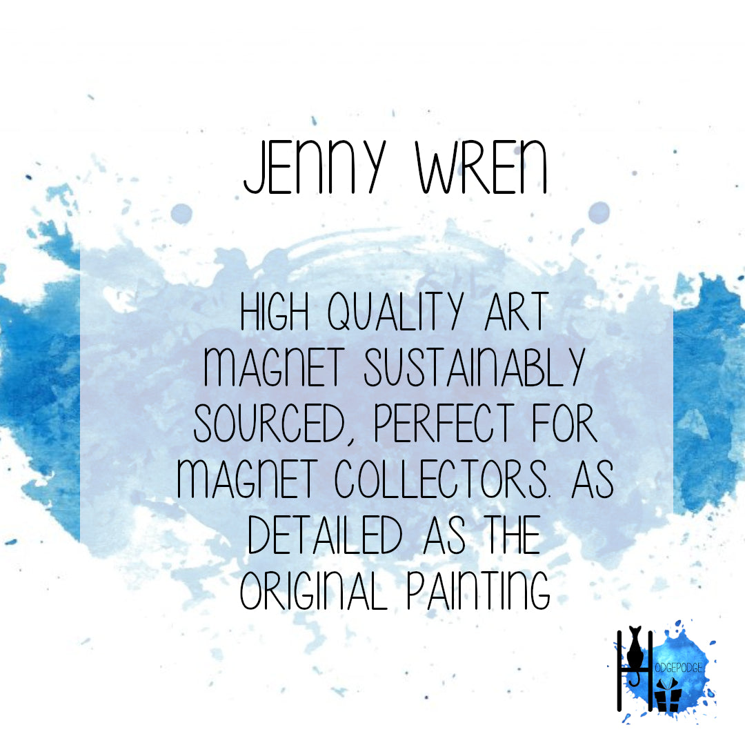 "Jenny Wren" Wren Wooden Fridge Magnet