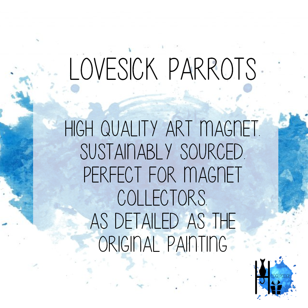 "Lovesick parrots" Macaw Wooden Fridge Magnet